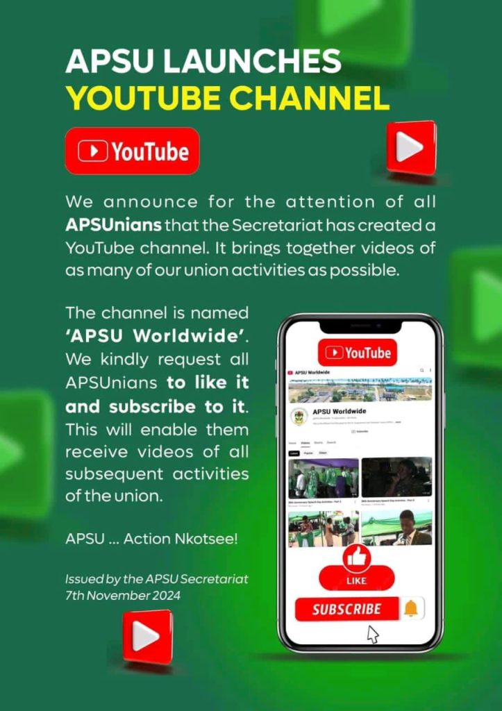 APSU Launches YouTube Channel: A Digital Platform for Community Engagement