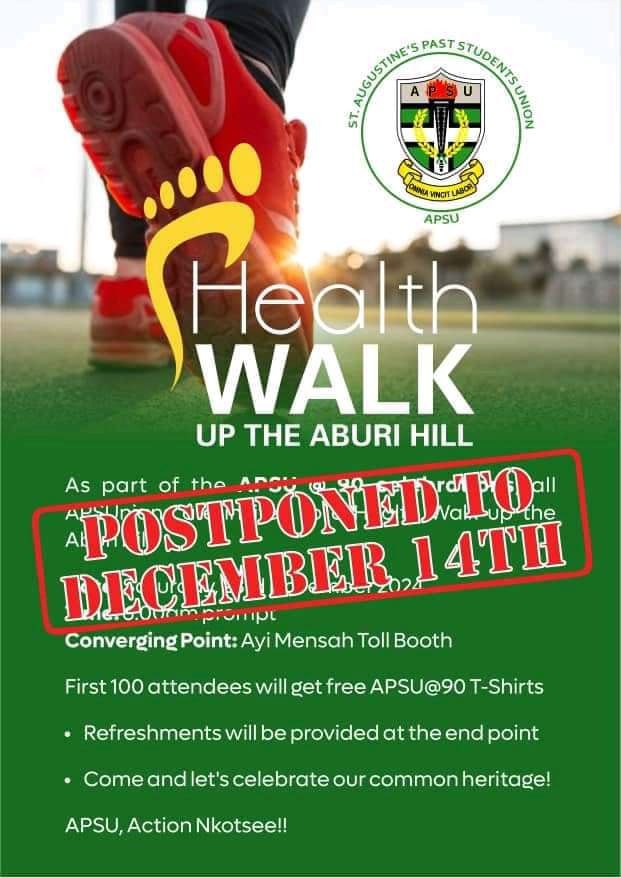 Health Walk Up Aburi Hill Postponed: New Date Announced